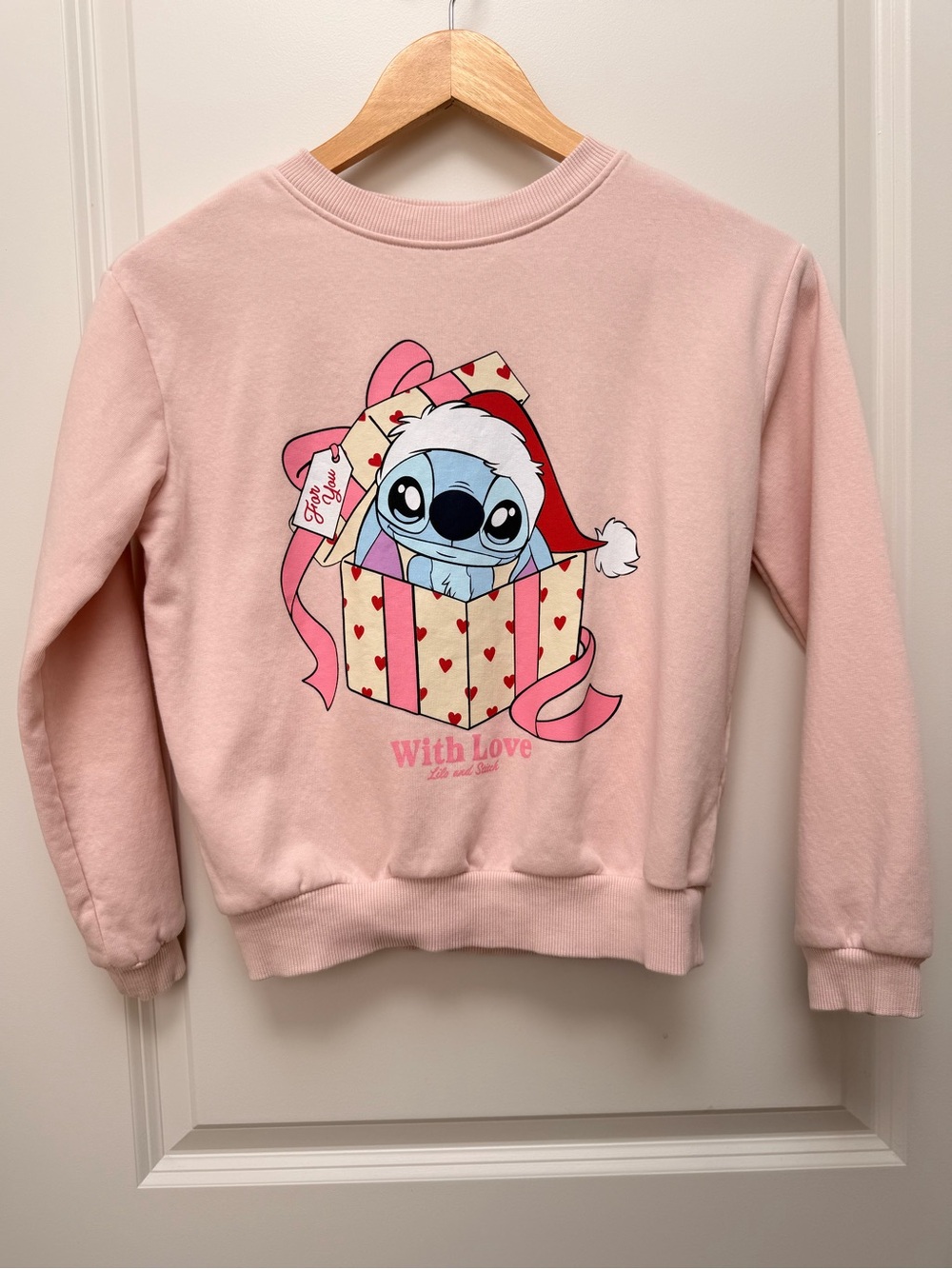 Disney x H&M Lilo and Stitch Christmas Holiday Santa Sweatshirt Size 8-10 Youth